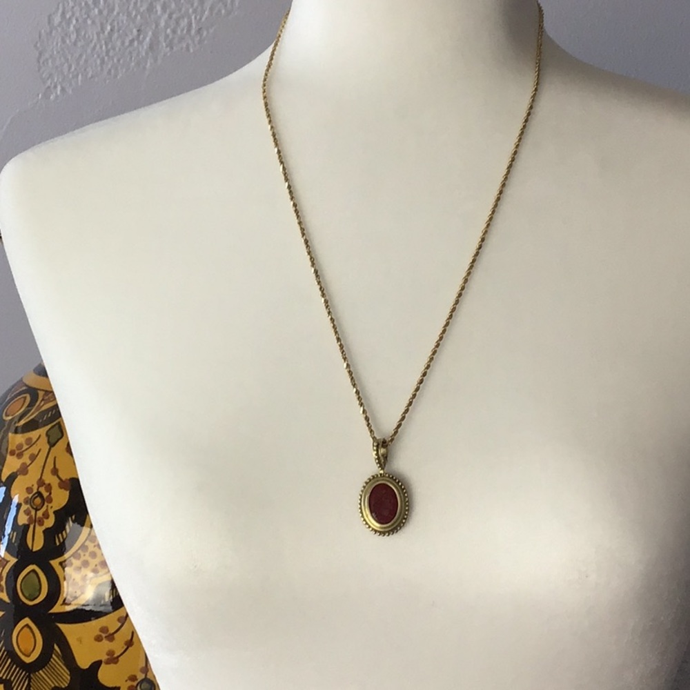 14 k Gold Necklace with Italian Shield Intaglio